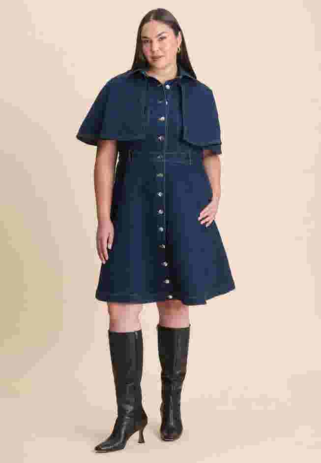 Denim Cape Detail Dress image number 0
