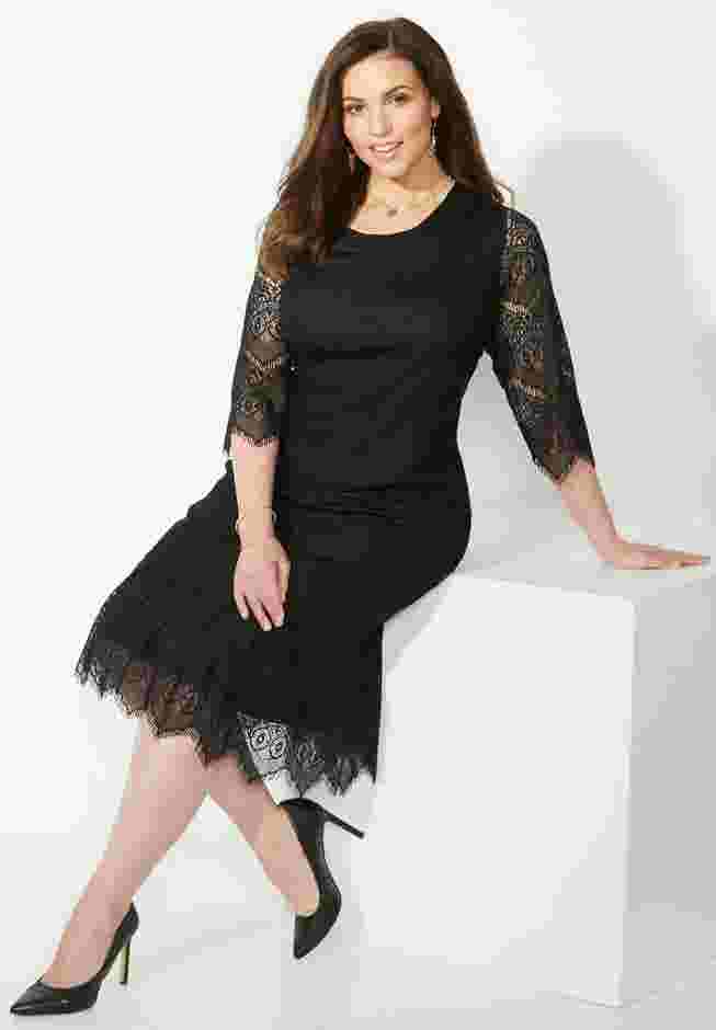 Shirred Lace Flounce Dress image number 1