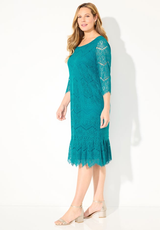 Shirred Lace Flounce Dress image number 2
