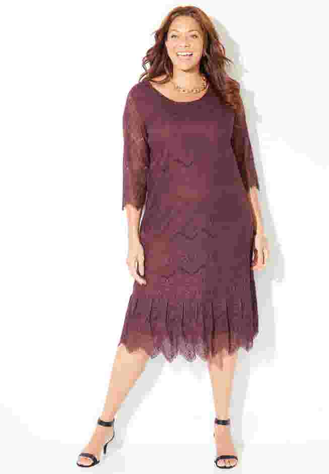 Shirred Lace Flounce Dress image number 0
