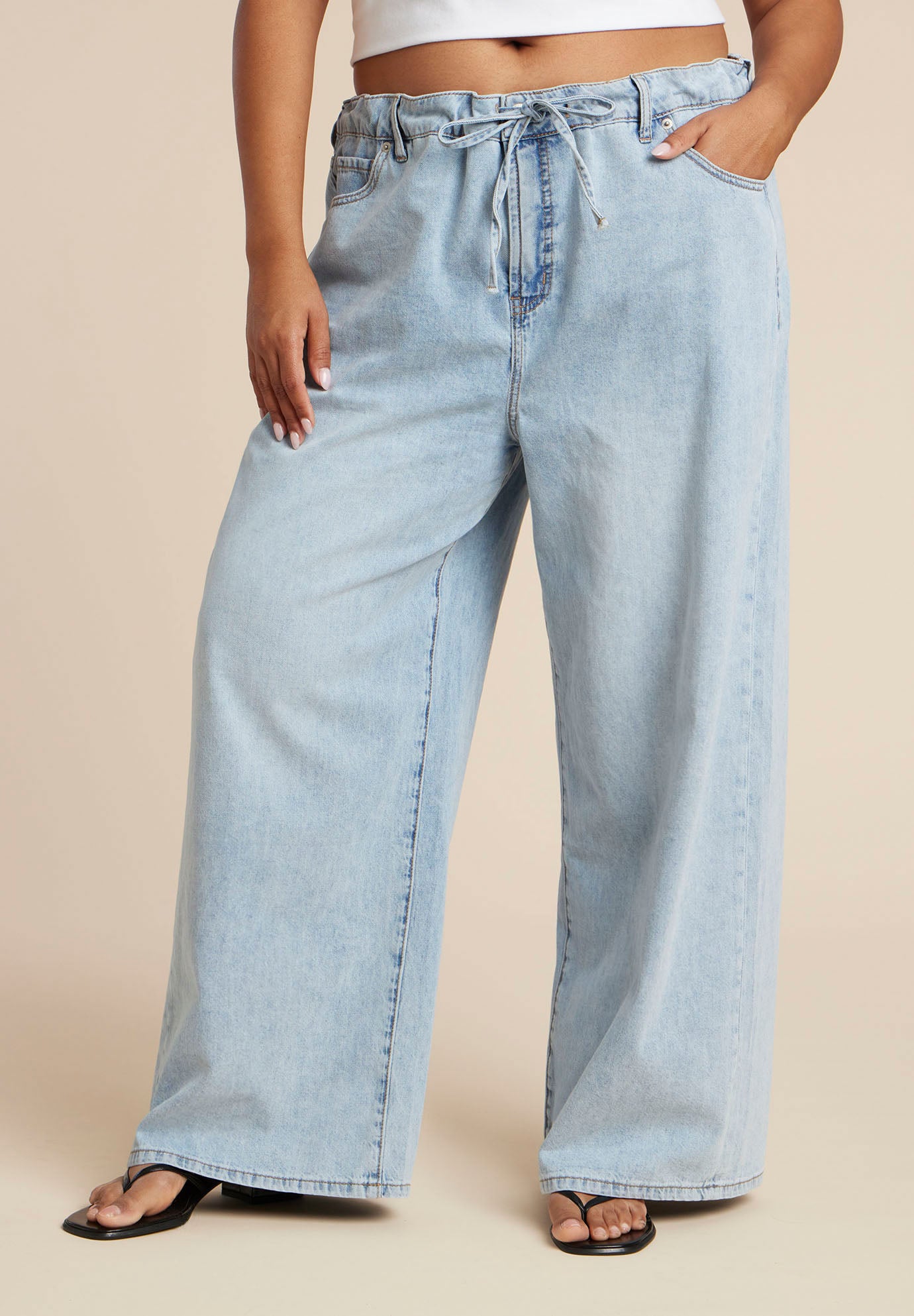 Drawstring Waist Lightweight Jean image number 1