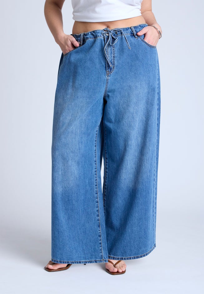 Loose Drawstring Waist Jean image number null