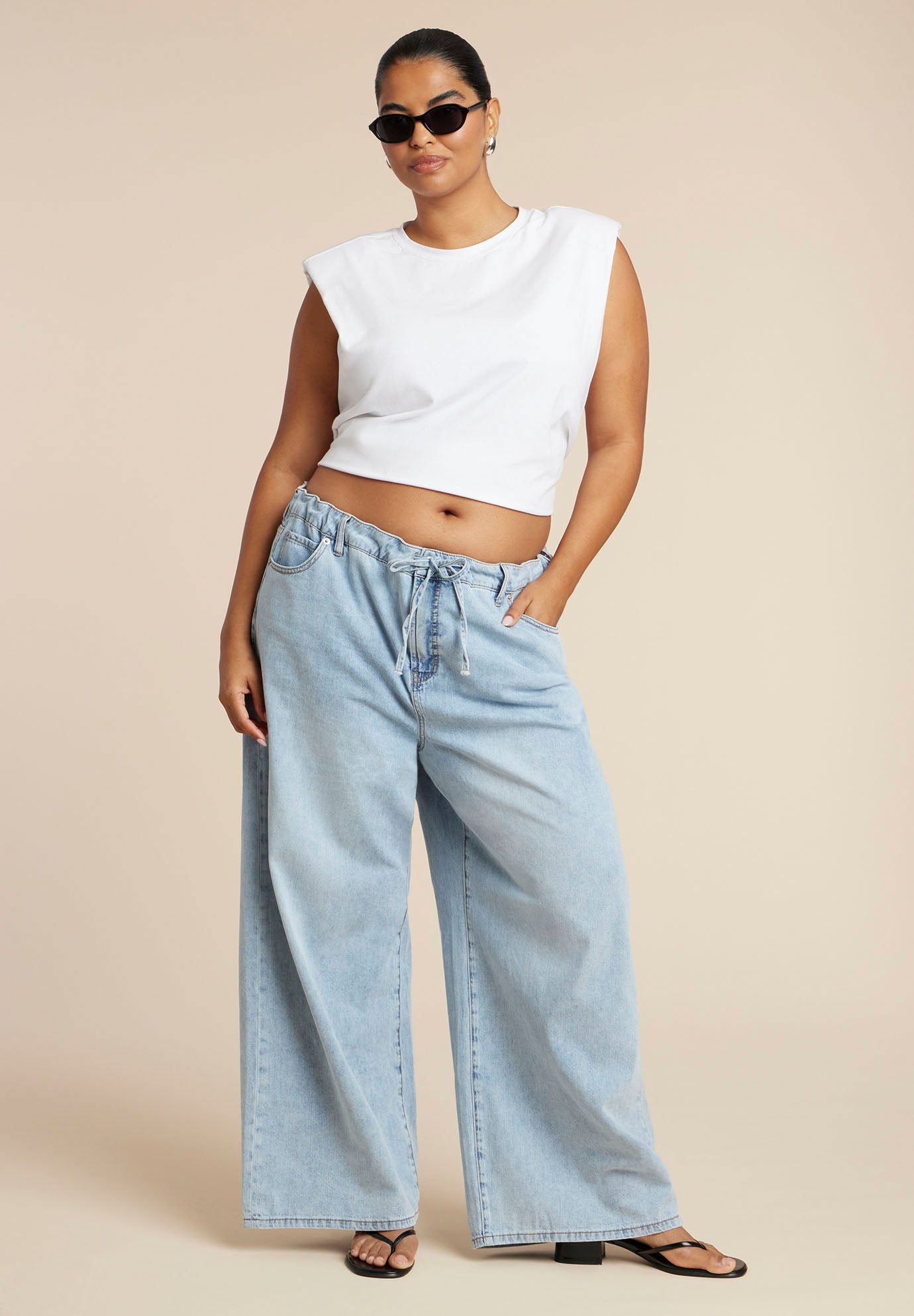 Drawstring Waist Lightweight Jean image number 0