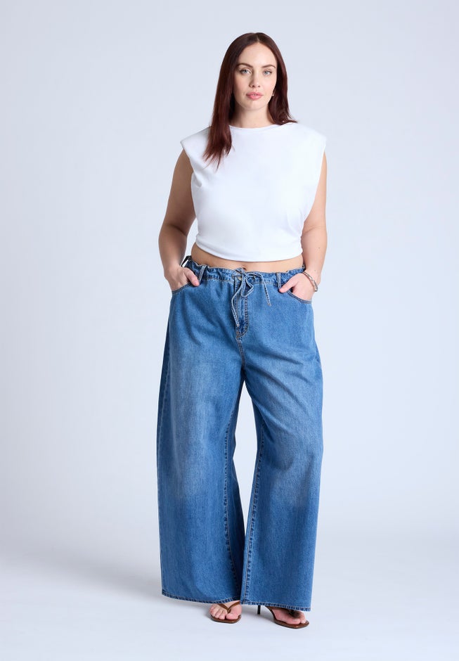 Loose Drawstring Waist Jean image number null