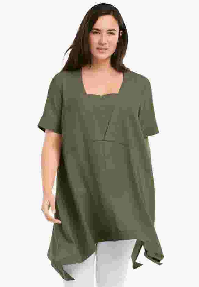 Linen-Blend Hanky Hem Tunic image number 0