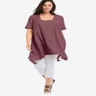 Linen-Blend Hanky Hem Tunic image number null