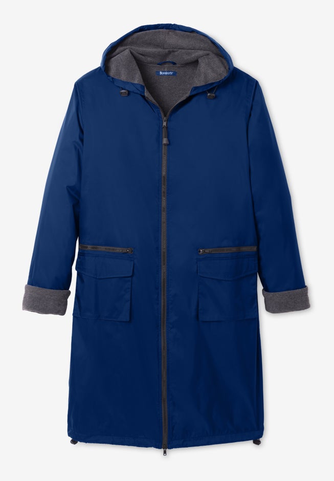 Plus Size Knee Length Hooded Nylon Jacket image number 5