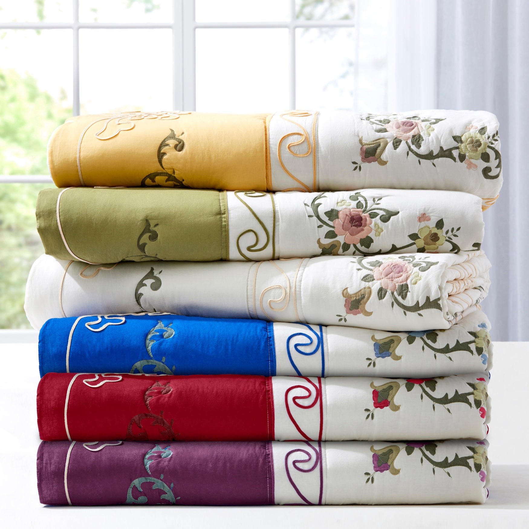 Ava Oversized Embroidered Cotton Quilt image number 1