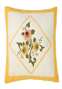 Ava Embroidered Cotton 16" Square Pillow