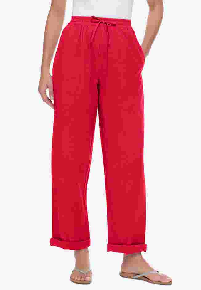 Seersucker Pull-on Elastic-Waist Pants image number 0