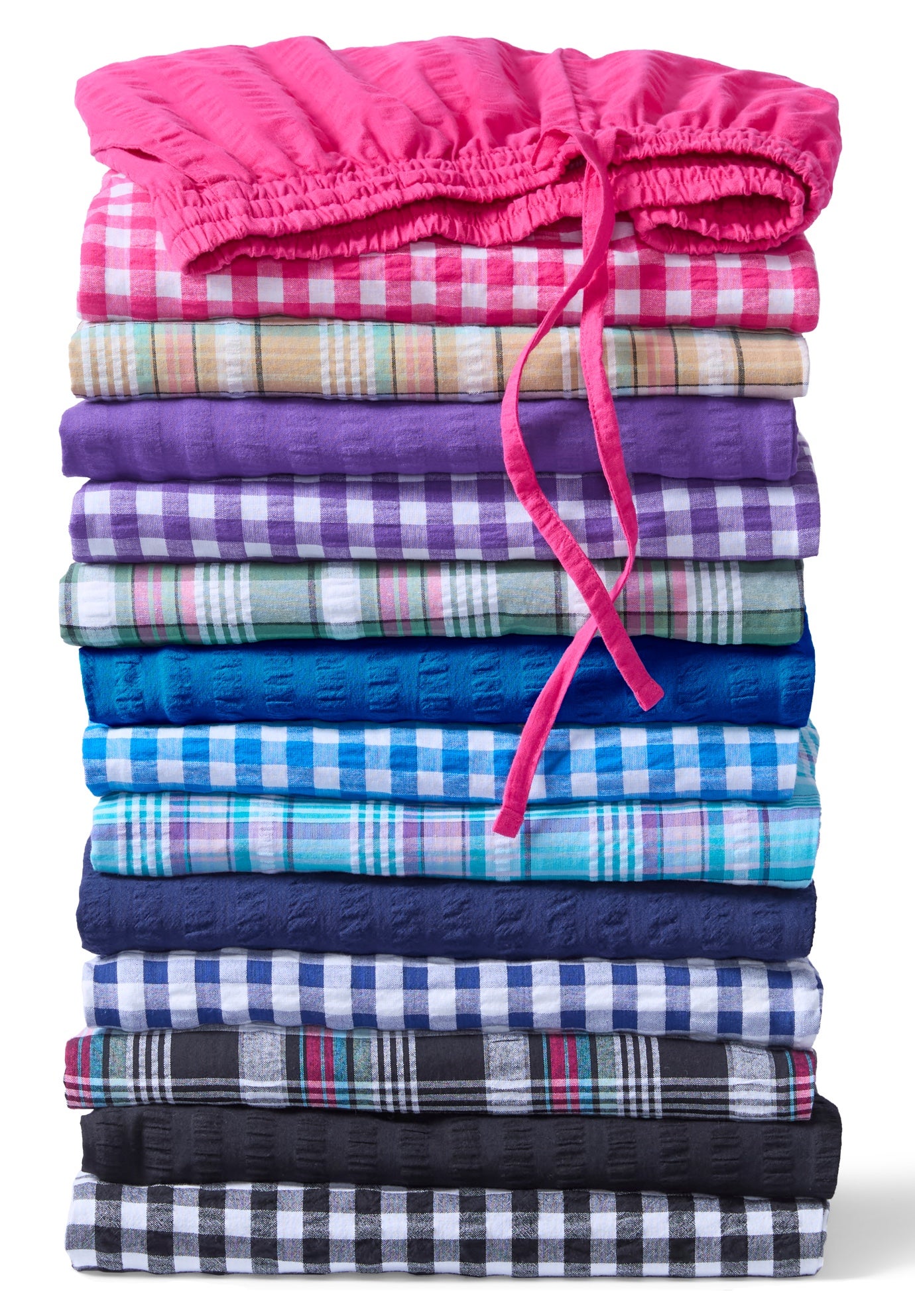 Seersucker Pull-On Elastic-Waist Capri Pants image number 2