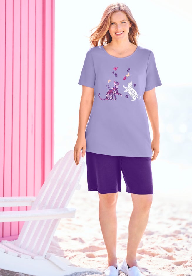 2-Piece Knit Tee and Short Set image number 1