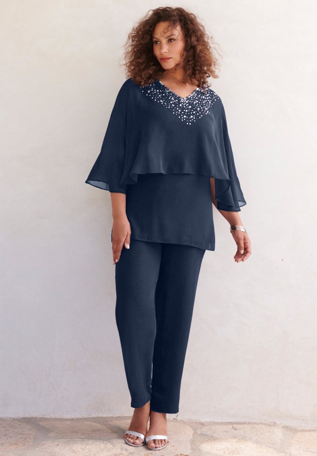 Embellished Capelet Pant Set image number 3