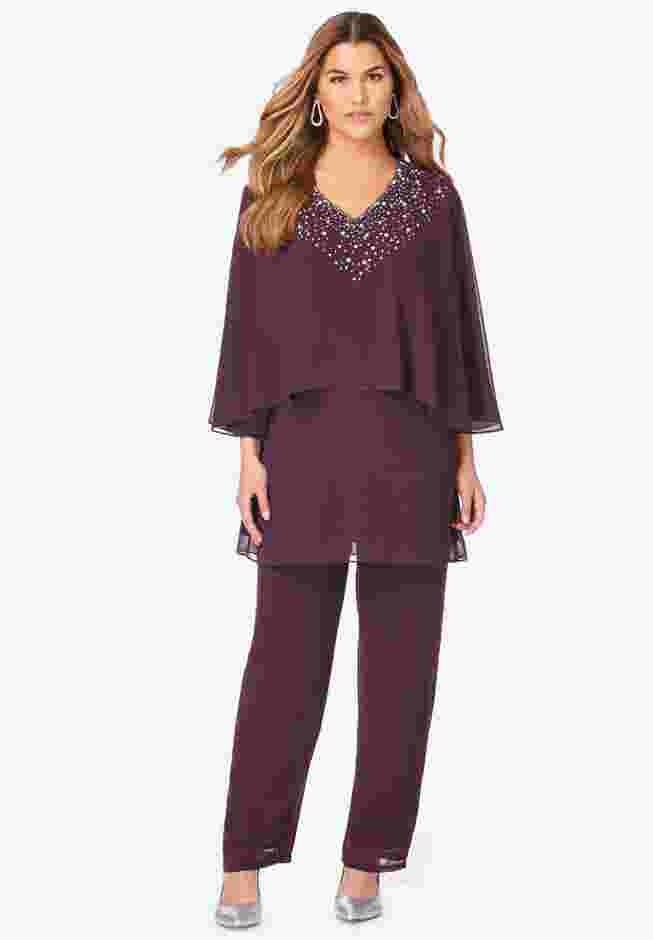 Embellished Capelet Pant Set image number 0