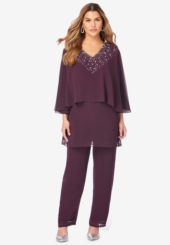 Embellished Capelet Pant Set image number 0