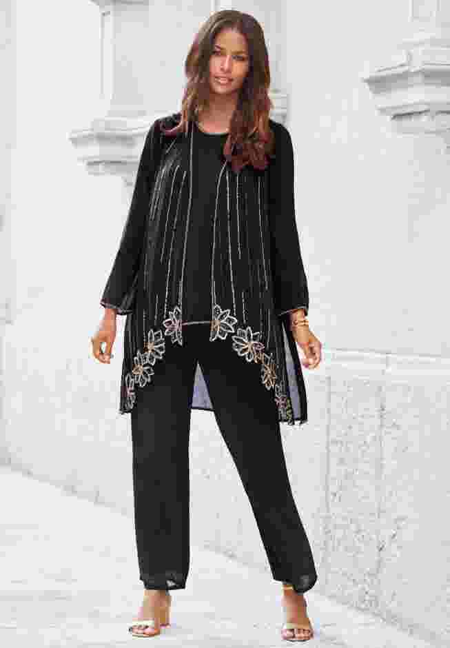 Floral Beaded Pant Set image number 0