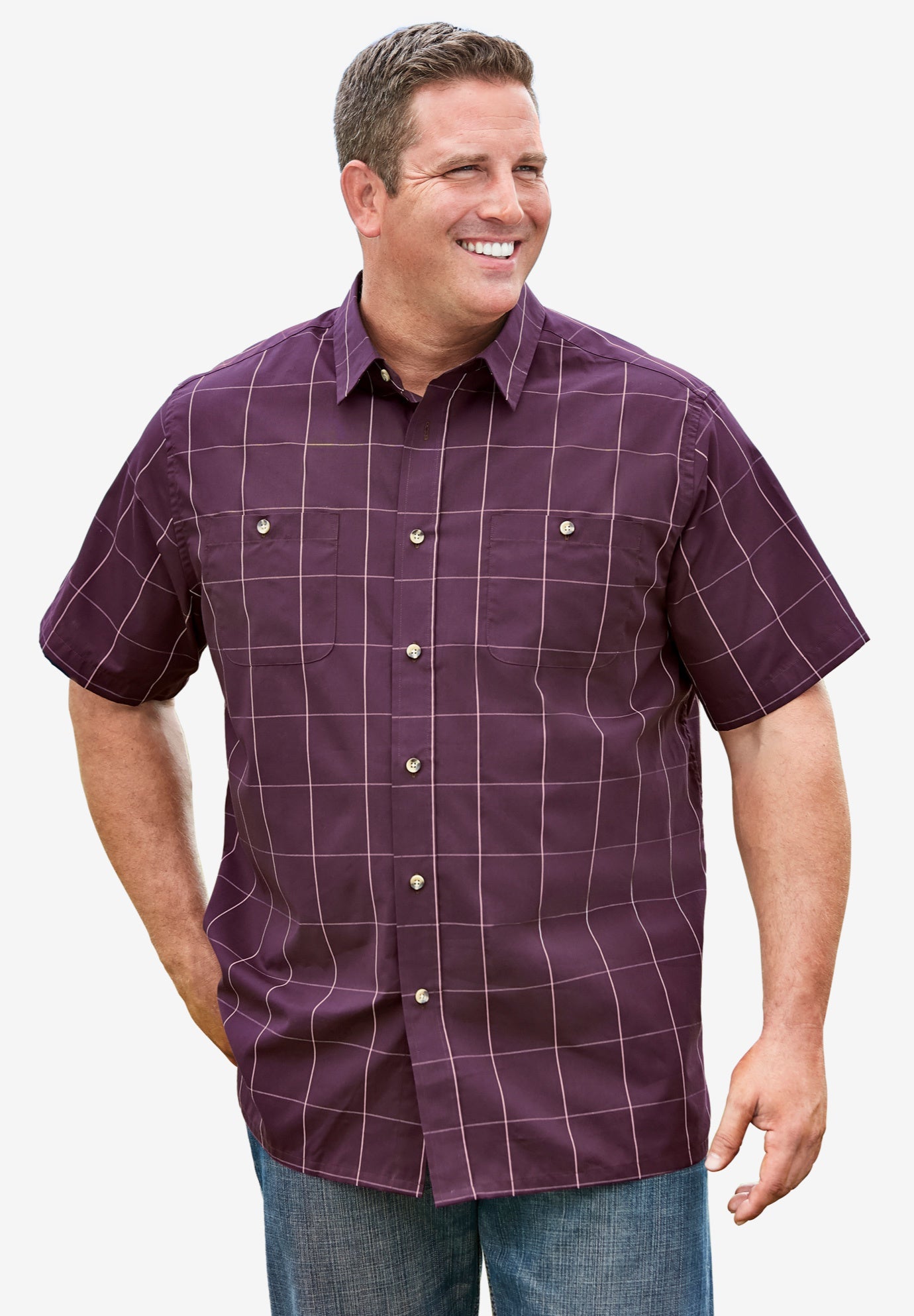 Wrinkle-Resistant Short Sleeve Button Down, Printed image number 3