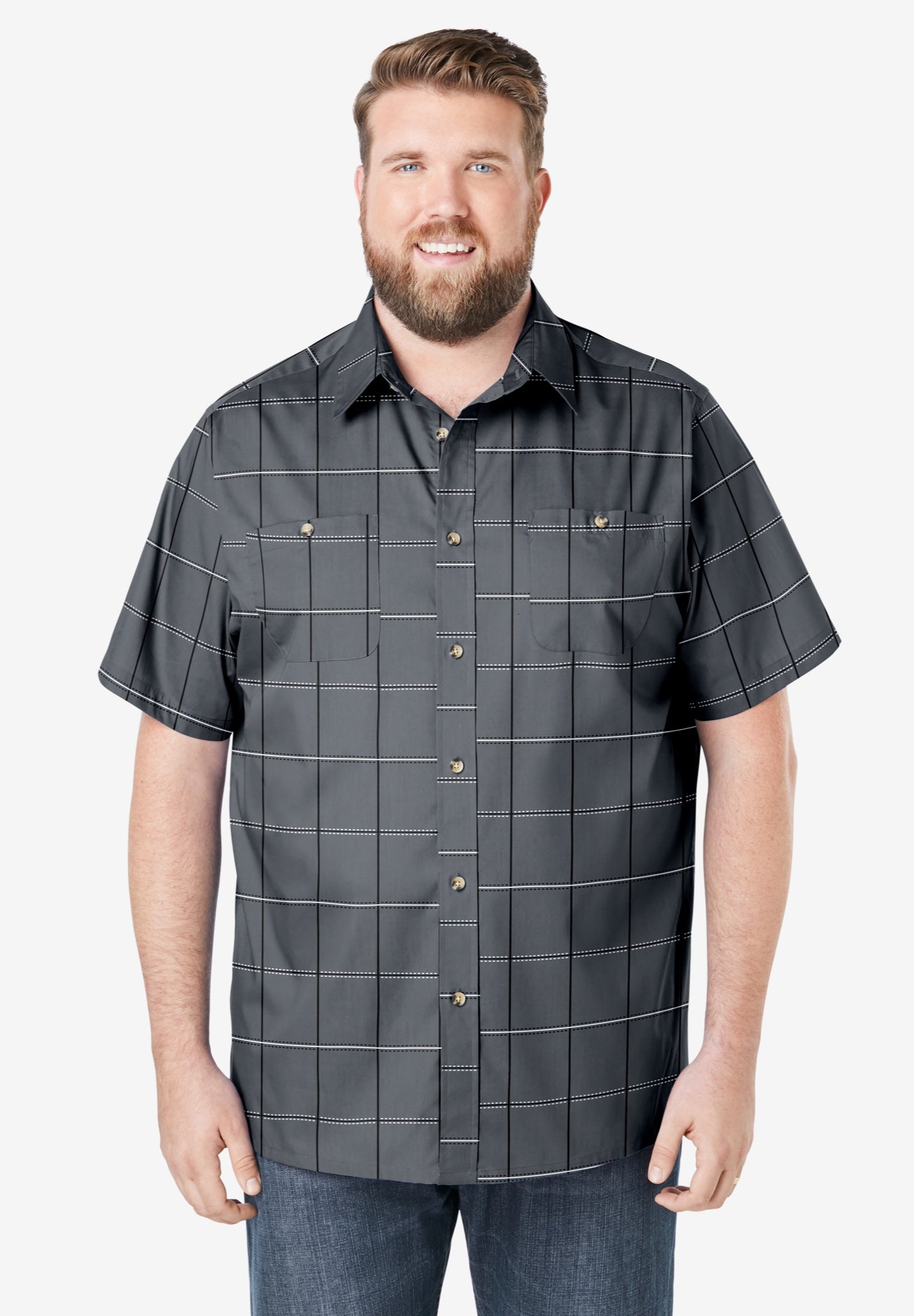 Wrinkle-Resistant Short Sleeve Button Down, Printed image number 0