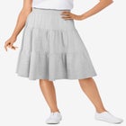 Elastic-Waist Knit Tiered Skirt image number null