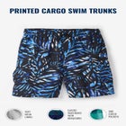 8" Printed Cargo Swim Trunks image number null
