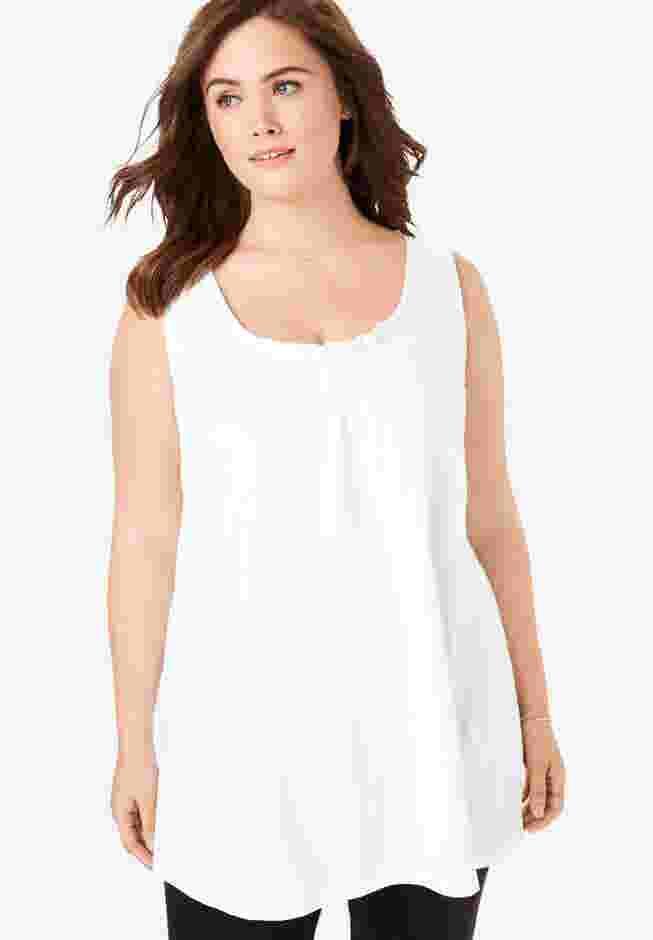 Perfect Sleeveless Shirred U-Neck Tunic image number 2