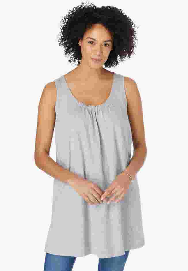 Perfect Sleeveless Shirred U-Neck Tunic image number 3