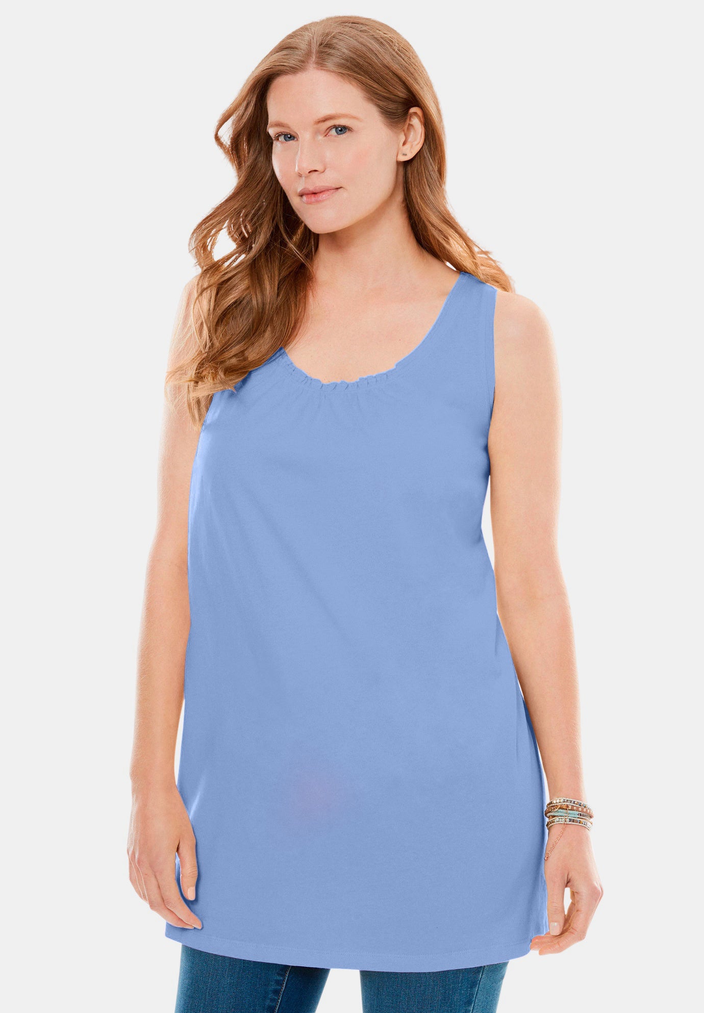 Perfect Sleeveless Shirred U-Neck Tunic image number 7