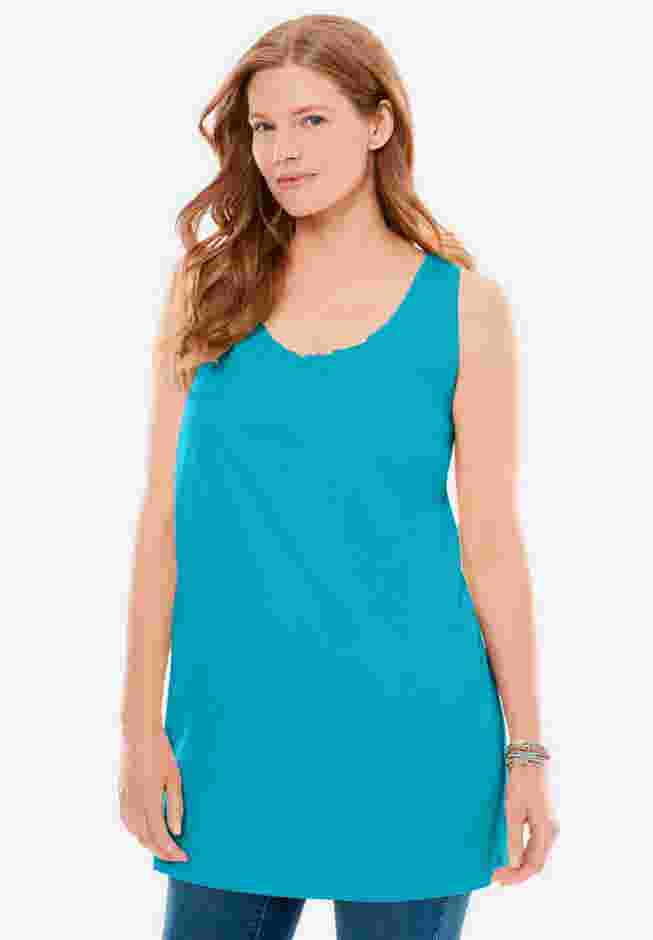 Perfect Sleeveless Shirred U-Neck Tunic image number 6