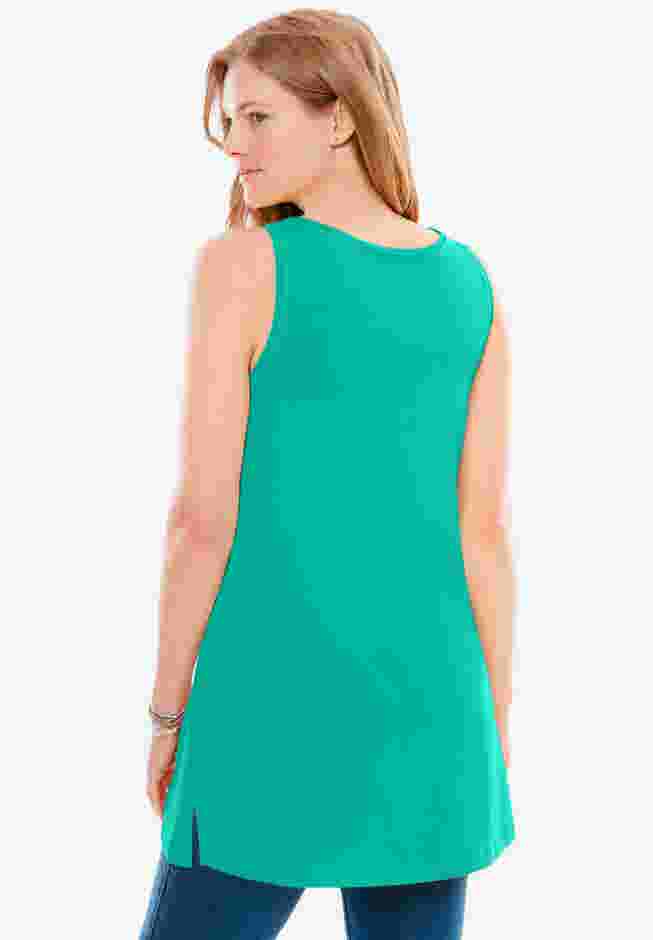 Perfect Sleeveless Shirred U-Neck Tunic image number 1