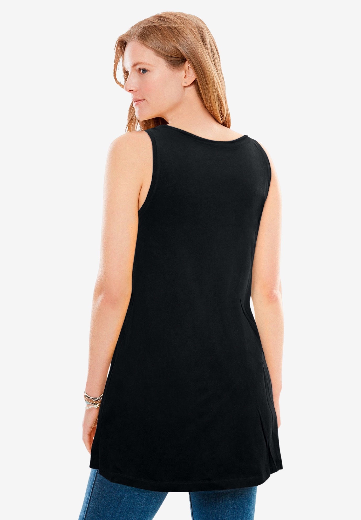 Perfect Sleeveless Shirred U-Neck Tunic image number 1