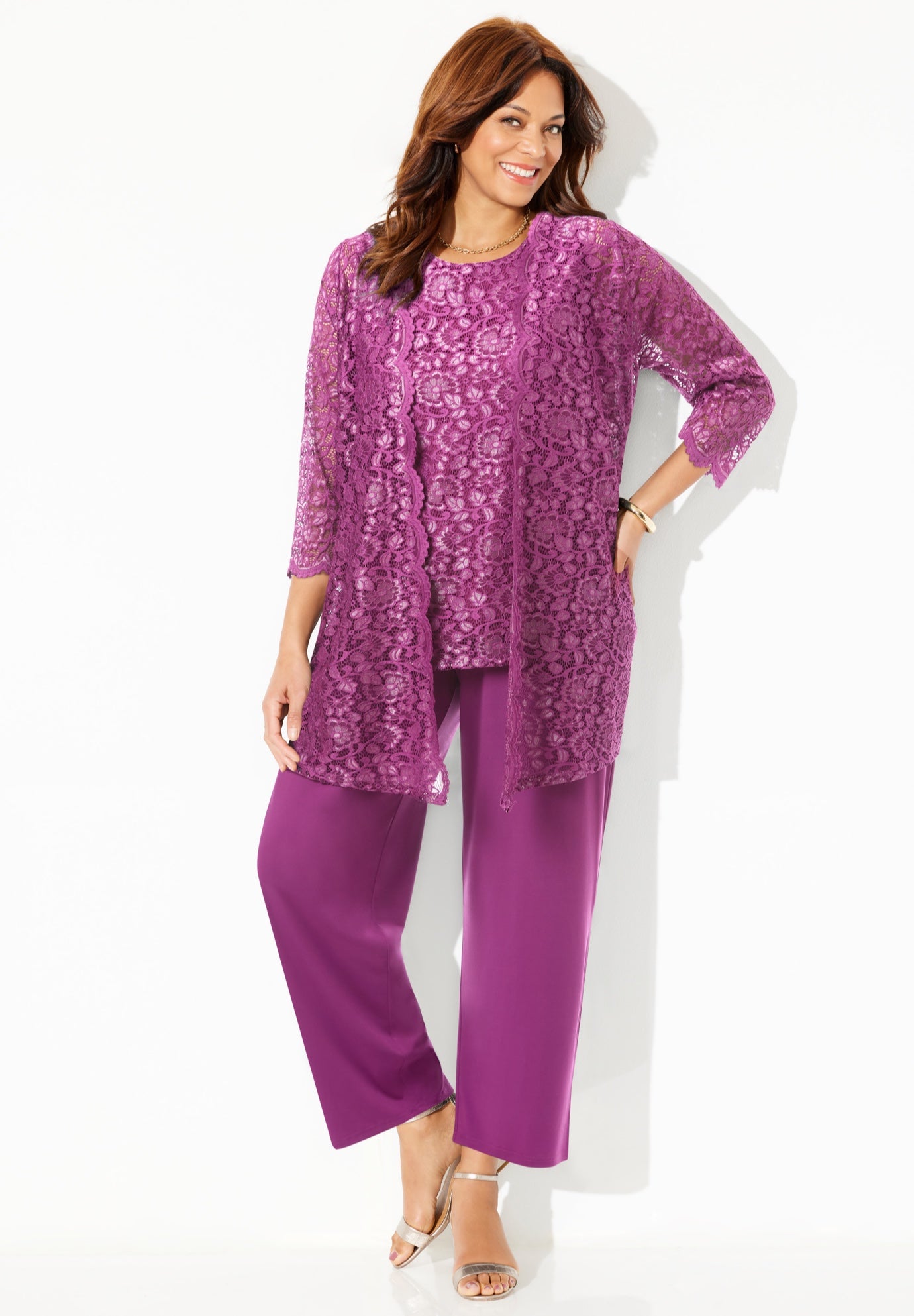 Luna Lace 3-Piece Pant Suit image number 0