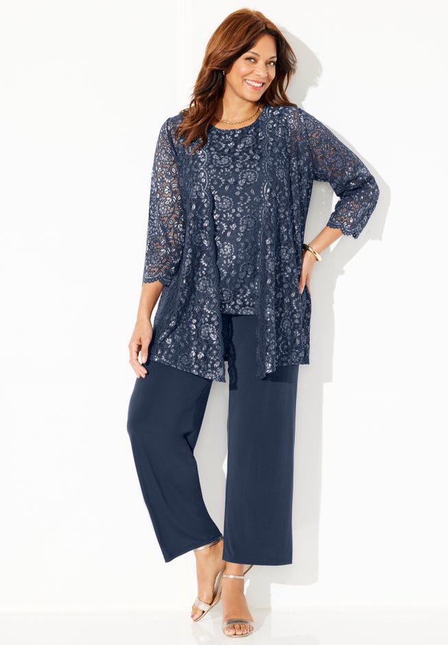 Luna Lace 3-Piece Pant Set image number 0