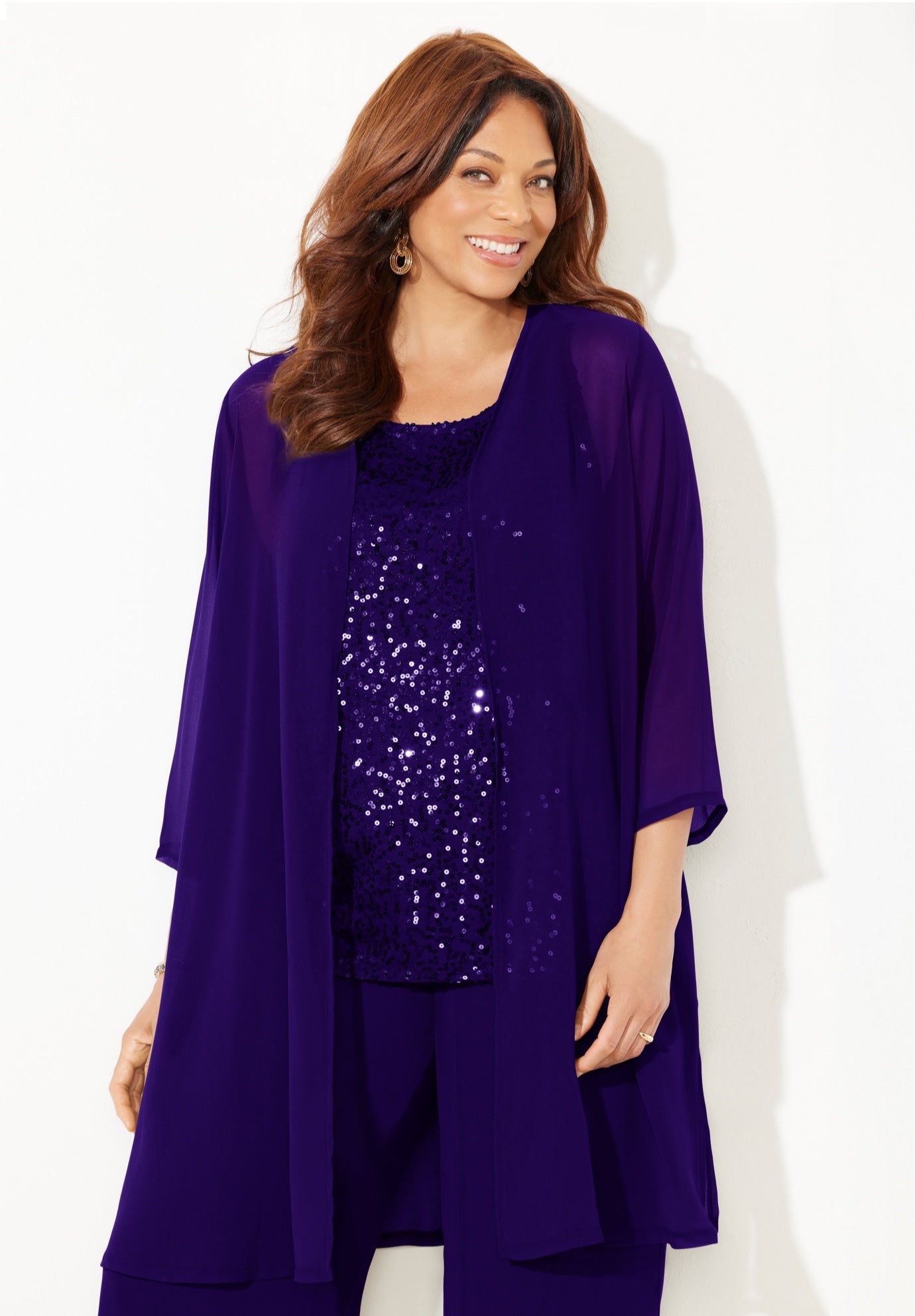 3-Piece Sequin Tank Pant Suit image number 3