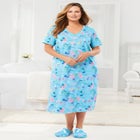 V-Neck Short Sleeve Midi Cotton Sleep Shirt image number null