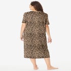 V-Neck Short Sleeve Midi Cotton Sleep Shirt image number 1