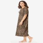 V-Neck Short Sleeve Midi Cotton Sleep Shirt image number 2