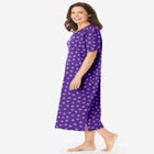 V-Neck Short Sleeve Midi Cotton Sleep Shirt image number 2