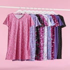 V-Neck Short Sleeve Knee-Length Cotton Sleepshirt image number null