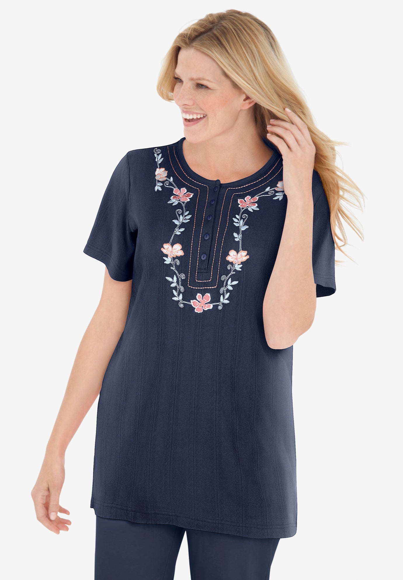 7-Day Embroidered Pointelle Tunic image number 0