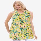 Perfect Printed Sleeveless Shirred V-Neck Tunic image number null