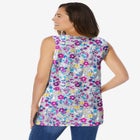 Perfect Printed Sleeveless Shirred V-Neck Tunic image number null
