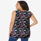 Perfect Printed Sleeveless Shirred V-Neck Tunic image number null