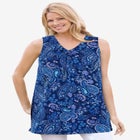 Perfect Printed Sleeveless Shirred V-Neck Tunic image number null