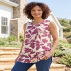 Perfect Printed Sleeveless Shirred V-Neck Tunic image number null