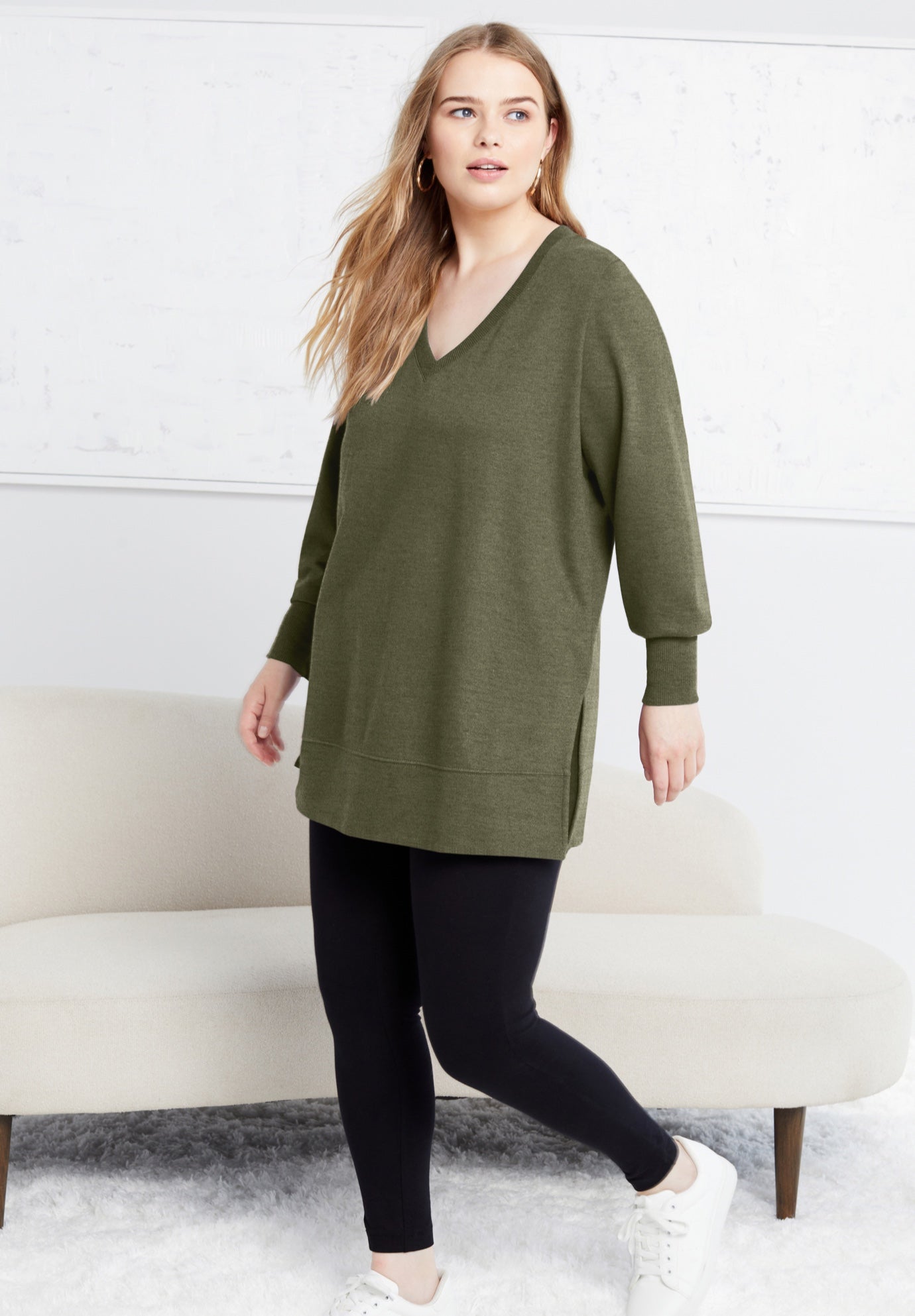 V-Neck French Terry Sweatshirt image number 0