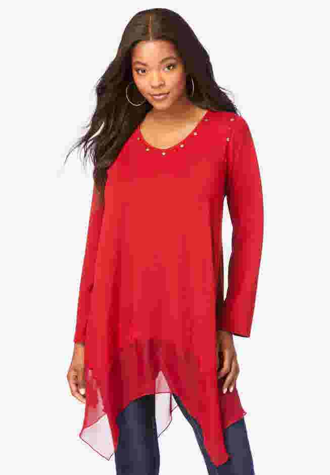 Studded V-Neck Ultra Femme Tunic image number 0