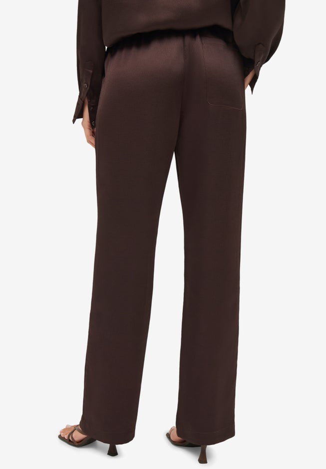 Satin Wide Leg Pull-On Pant image number null