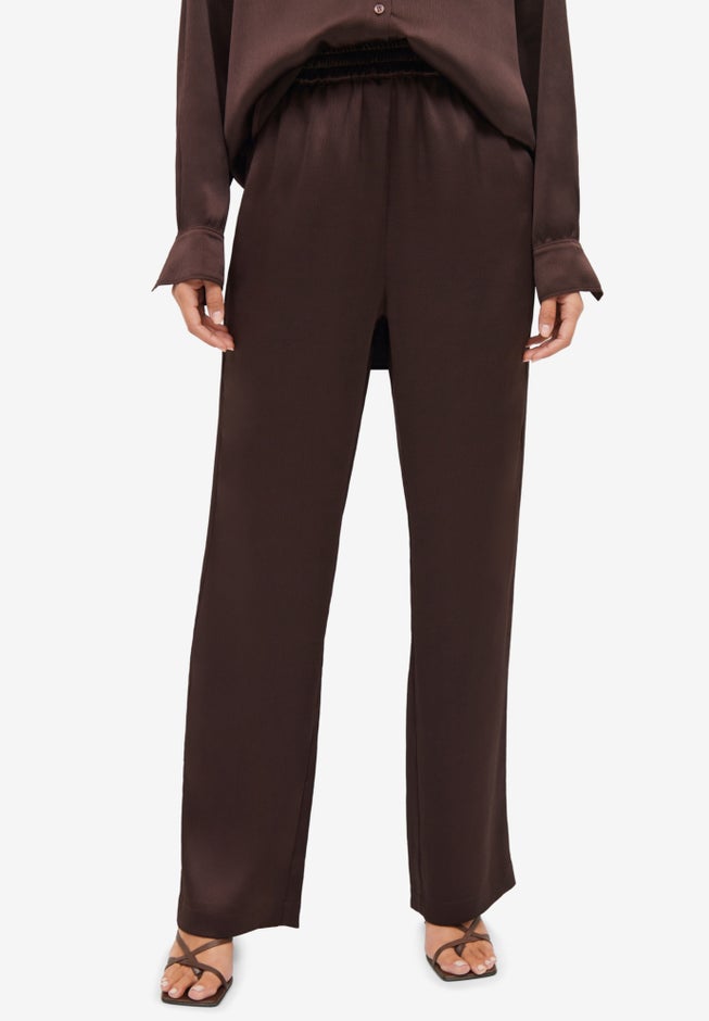 Satin Wide Leg Pull-On Pant image number null