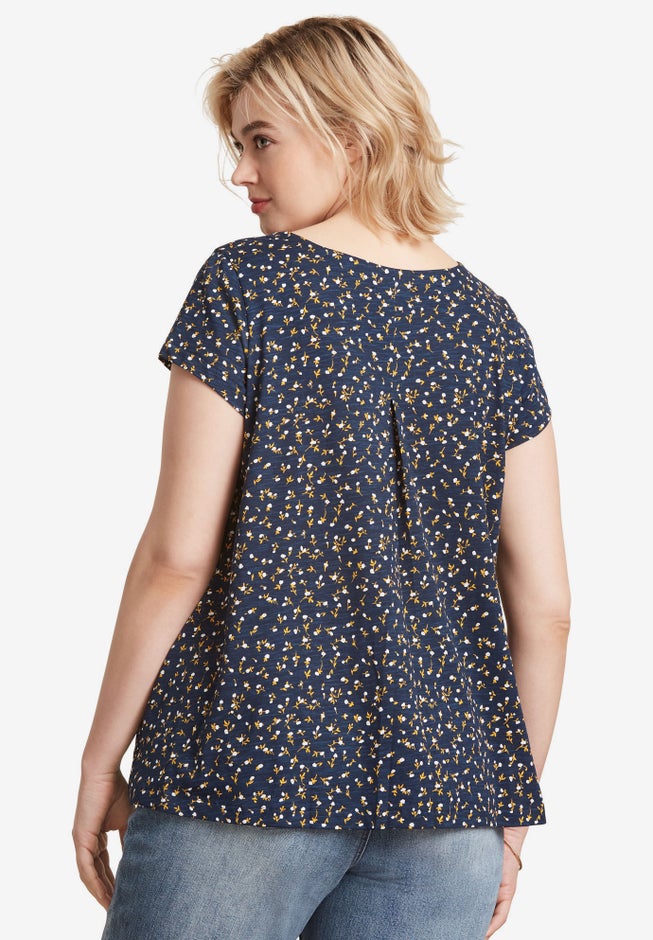 Cotton Jersey Slub Cap Sleeve Trapeze Tee image number 1