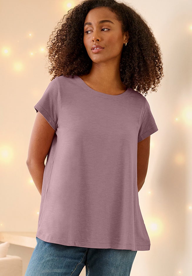 Cotton Jersey Slub Cap Sleeve Trapeze Tee image number 0